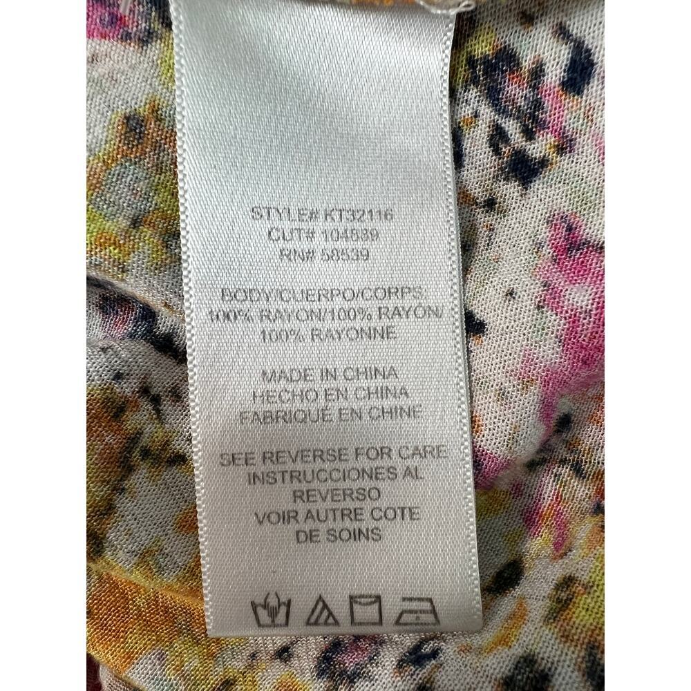Kut From The Kloth Floral Crinkled Shirt Womens XL Roll Tab Sleeves Relaxed Boho - Picture 11 of 13